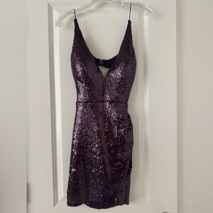 B Darlin Sparkling Purple Backless Dress